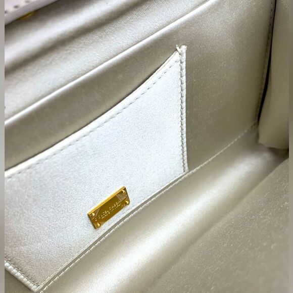 Auth Dolce & Gabbana Floral Lace Taormina Clutch Gold Silver Chains Straps - Picture 3 of 16